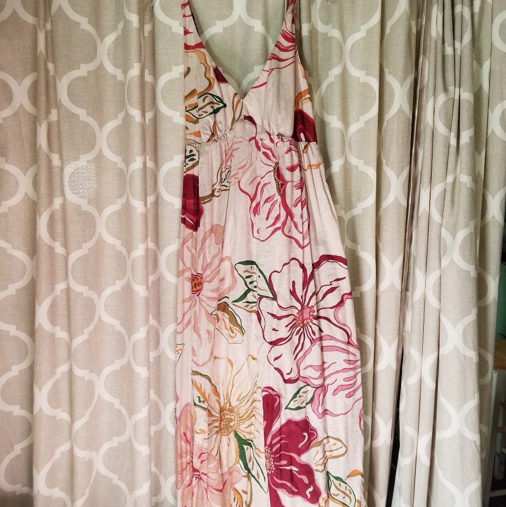 Old Navy linen blend tropical floral maxi